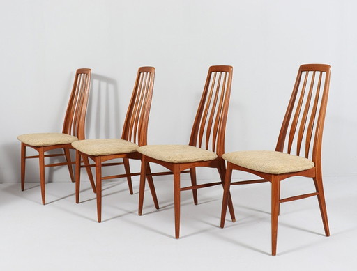 4 sets teakhouten stoelen van Niels Koefoed voor Hornslet, model: Eva, Denemarken, jaren 1960