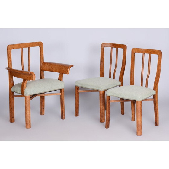 Image 1 of Set van 3 vintage Art Deco fauteuils in beukenfineer, Tsjecho-Slowakije 1930