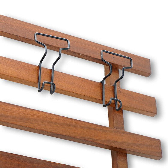 Image 1 of Vintage massief houten en metalen hanger met verstelbare haken, Italië 1960