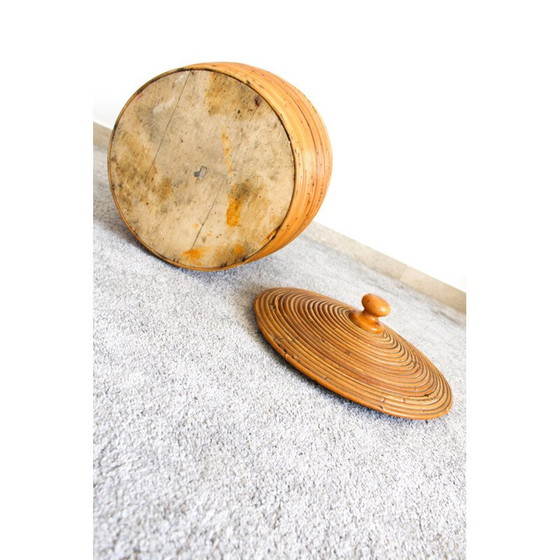 Image 1 of Vintage cilindervormige rieten mand, Italië 1970