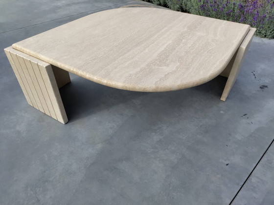 Image 1 of Travertine Teardrop Coffee Table