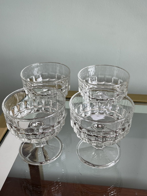 4x kristallen champagnecoupes vintage glazen