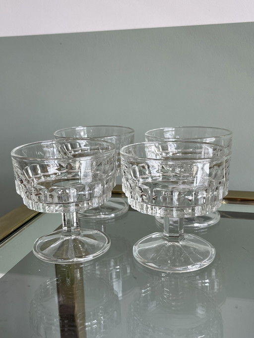 4x kristallen champagnecoupes vintage glazen