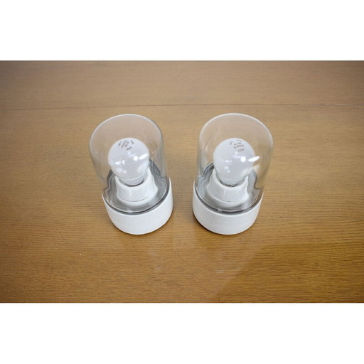 Paar vintage waterdichte vloerlampen, Tsjecho-Slowakije 1950