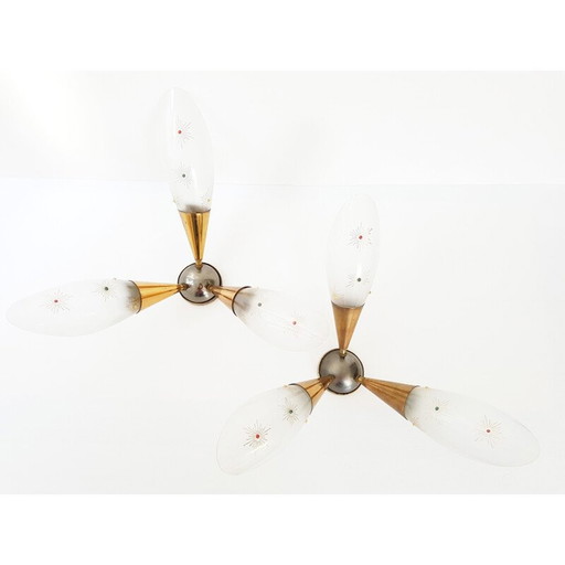 Paar driedubbele wandlampen - 1950