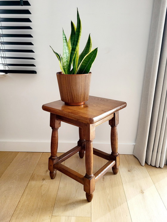 Image 1 of Houten Bijzettafeltje Of Plantentafel Landelijke Stijl, Massief Hout