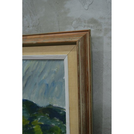 Image 1 of Zweeds vintage landschap olieverf op doek door Knut Lindström, 1954