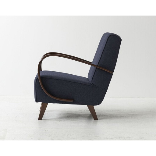 Vintage gebogen houten fauteuil "H-410" van Jindřich Halabala, Tsjechië 1930