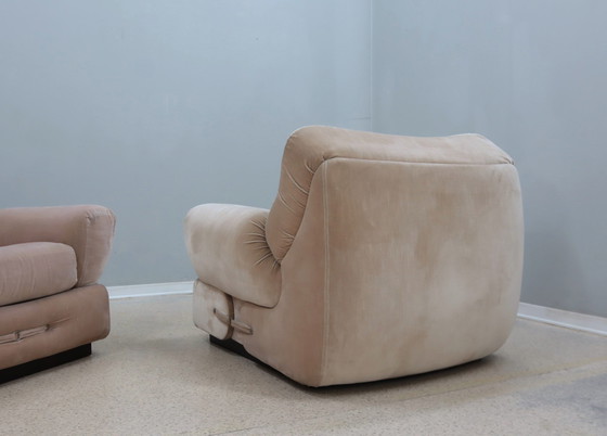 Image 1 of Vintage Paar Fluwelen Fauteuils Mariani 1970S