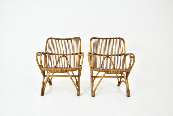 Image 1 of Italiaanse rotan fauteuils, 1960S, set van 2