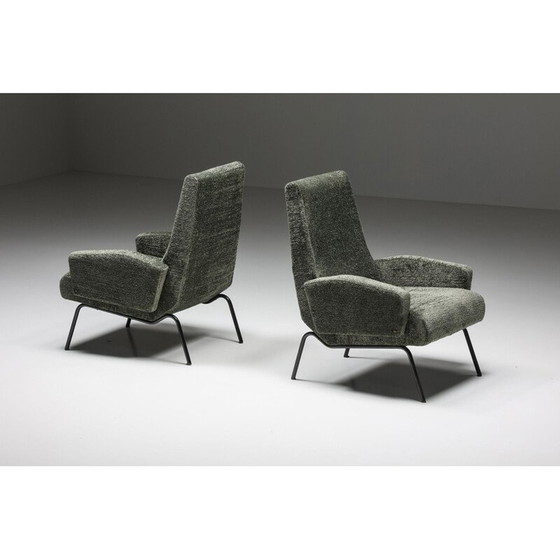 Image 1 of Paar vintage fauteuils in gerecyclede stof, jaren 1950