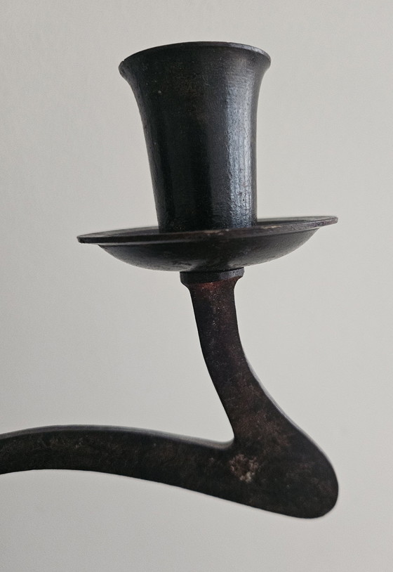 Image 1 of Vintage Art Nouveau Bronzen Kandelaar