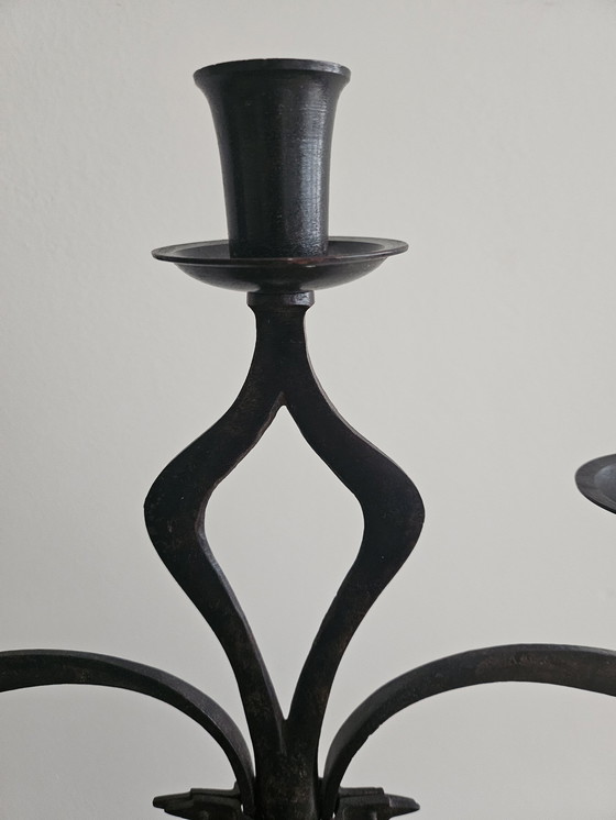 Image 1 of Vintage Art Nouveau Bronzen Kandelaar