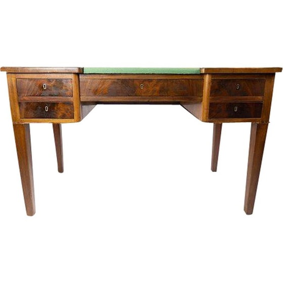 Image 1 of Vintage mahoniehouten bureau met groen vilten blad, 1890