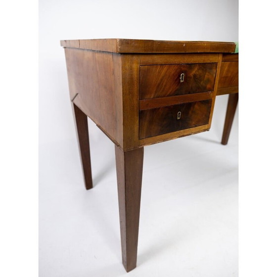 Image 1 of Vintage mahoniehouten bureau met groen vilten blad, 1890