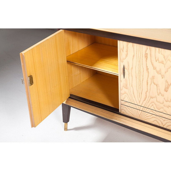 Image 1 of Vintage mahonie en essenhouten dressoir met barkast, Frankrijk 1950