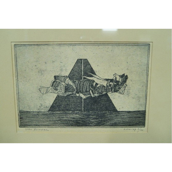 Image 1 of Scandinavische abstracte ets van Sven Bunnel, 1950