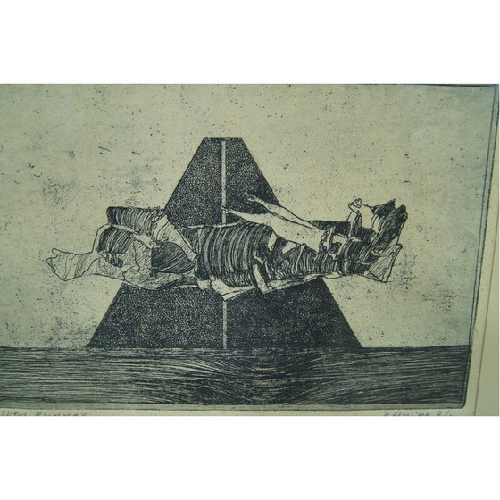 Image 1 of Scandinavische abstracte ets van Sven Bunnel, 1950