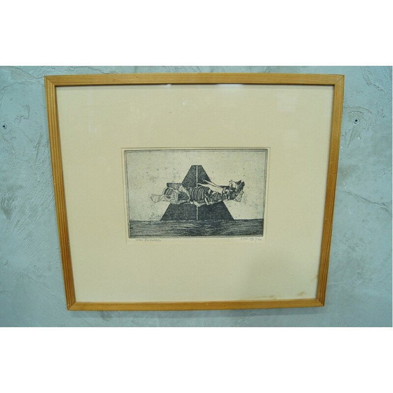 Image 1 of Scandinavische abstracte ets van Sven Bunnel, 1950