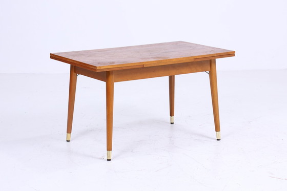 Image 1 of Vintage slinger tafel 60s | Mid Century uitschuifbare eettafel salontafel tafel retro 70s woonkamer tafel hout