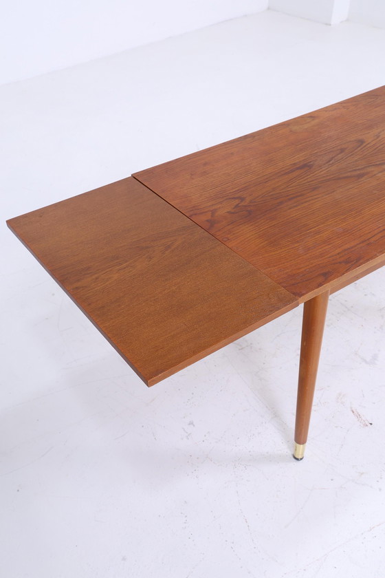 Image 1 of Vintage slinger tafel 60s | Mid Century uitschuifbare eettafel salontafel tafel retro 70s woonkamer tafel hout