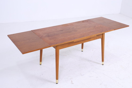 Image 1 of Vintage slinger tafel 60s | Mid Century uitschuifbare eettafel salontafel tafel retro 70s woonkamer tafel hout