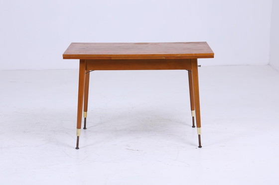 Image 1 of Vintage slinger tafel 60s | Mid Century uitschuifbare eettafel salontafel tafel retro 70s woonkamer tafel hout