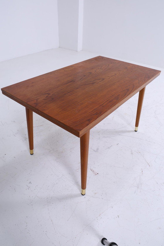 Image 1 of Vintage slinger tafel 60s | Mid Century uitschuifbare eettafel salontafel tafel retro 70s woonkamer tafel hout