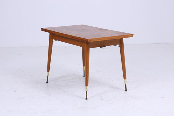 Image 1 of Vintage slinger tafel 60s | Mid Century uitschuifbare eettafel salontafel tafel retro 70s woonkamer tafel hout