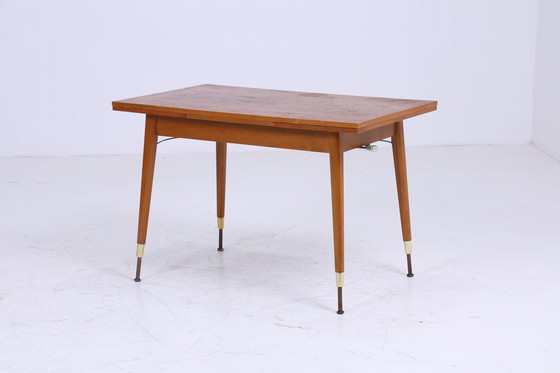 Image 1 of Vintage slinger tafel 60s | Mid Century uitschuifbare eettafel salontafel tafel retro 70s woonkamer tafel hout