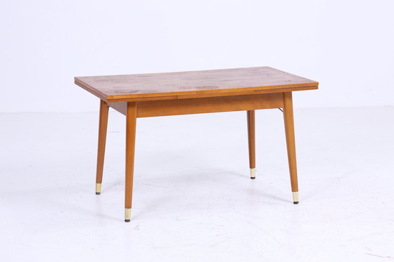 Image 1 of Vintage slinger tafel 60s | Mid Century uitschuifbare eettafel salontafel tafel retro 70s woonkamer tafel hout