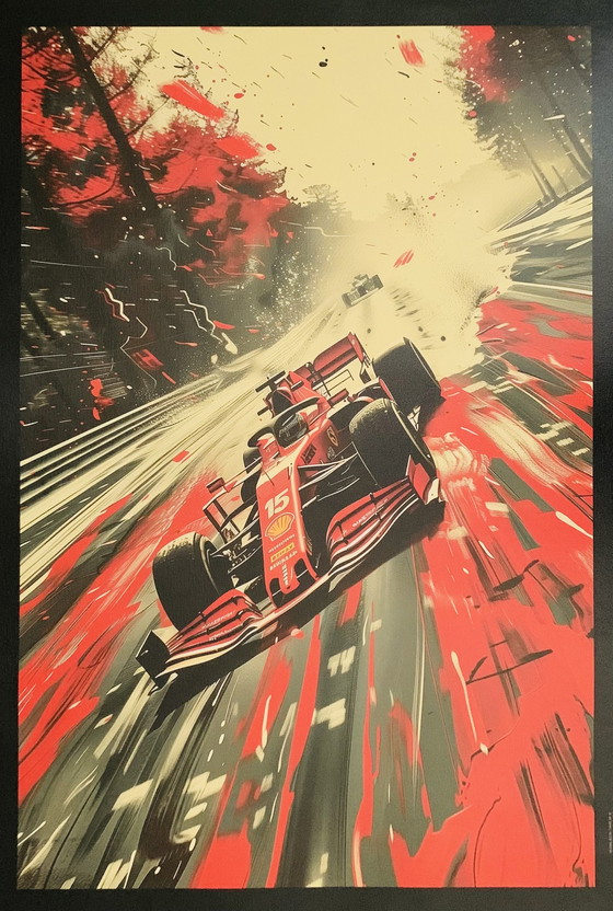 Image 1 of Ferrari, In Monza Circuit. Gesigneerd In De Plaat.