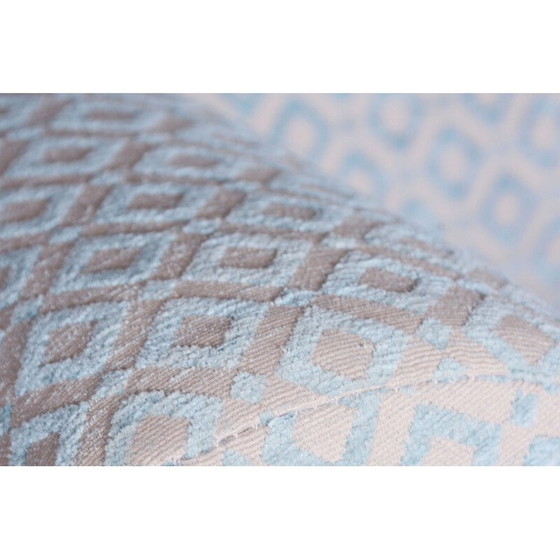 Image 1 of Vintage Art Deco fauteuil in lichtblauwe stof en eiken, Tsjecho-Slowakije 1930