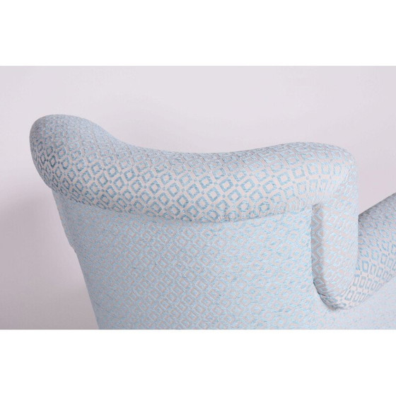 Image 1 of Vintage Art Deco fauteuil in lichtblauwe stof en eiken, Tsjecho-Slowakije 1930