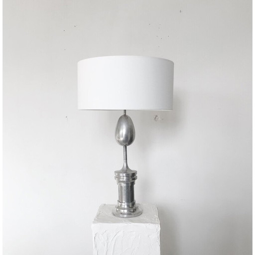 Gereëlektrificeerde vintage stalen pion lamp, Frankrijk 1970