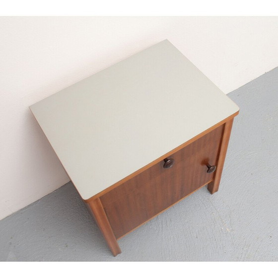 Image 1 of Vintage nachtkastje in walnoot en formica, jaren 1950