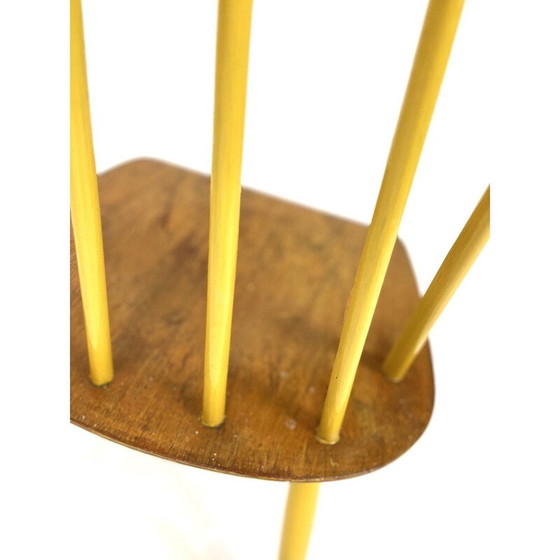 Image 1 of Set van 4 vintage teakhouten en beukenhouten "Fanett" stoelen van Ilmari Tapiovaara voor Edsby Verken, Zweden 1960