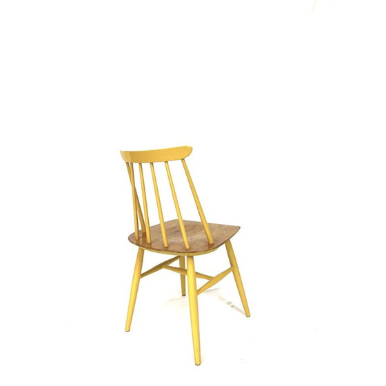 Image 1 of Set van 4 vintage teakhouten en beukenhouten "Fanett" stoelen van Ilmari Tapiovaara voor Edsby Verken, Zweden 1960