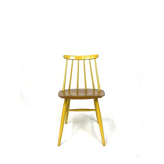 Image 1 of Set van 4 vintage teakhouten en beukenhouten "Fanett" stoelen van Ilmari Tapiovaara voor Edsby Verken, Zweden 1960