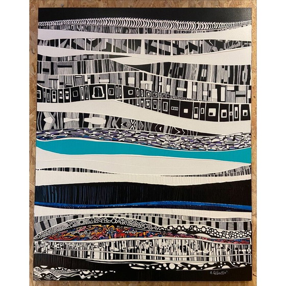 Image 1 of Acryl op vintage doek "AntartiKa" door Alain Carpentier