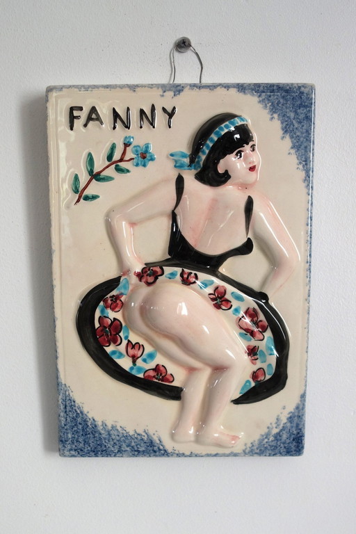 Keramische Plaquette Fanny Vallauris jaren 50