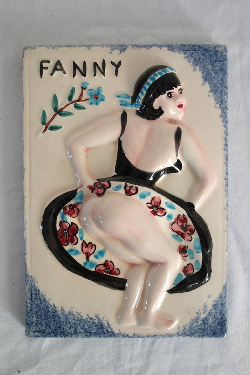 Keramische Plaquette Fanny Vallauris jaren 50