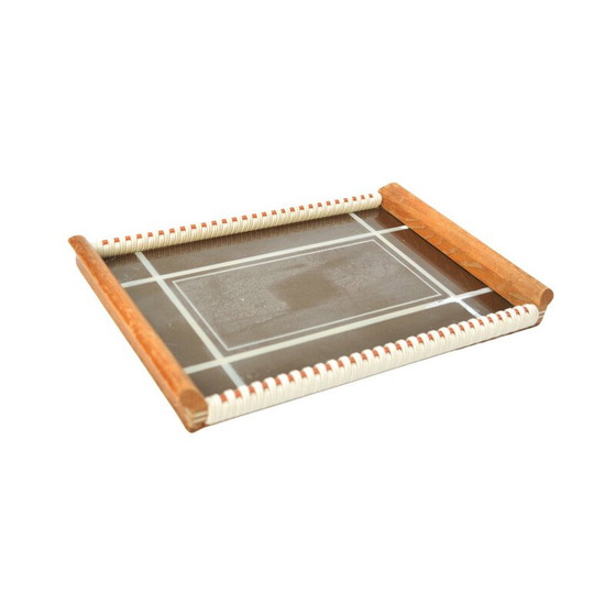 Image 1 of Vintage houten en glazen ontbijtschaal voor Holzsieb Bt Wasungen, Duitsland 1960