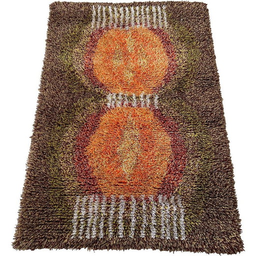 Scandinavisch vintage wollen Rya vloerkleed, Finland 1960