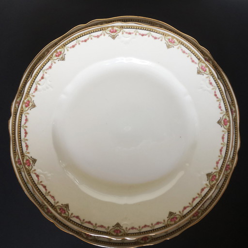 Set van 2 antieke porseleinen borden Esprit Pompadour Romantique