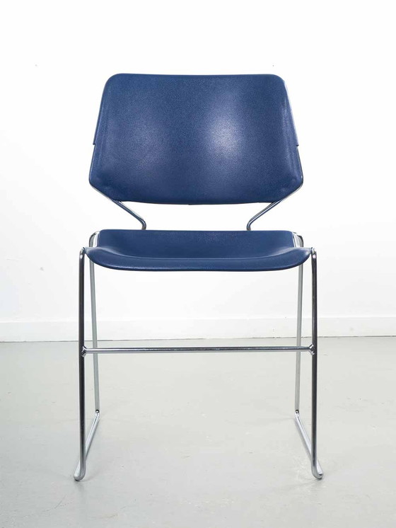 Image 1 of 4x Design blauw/paars eetkamerstoel