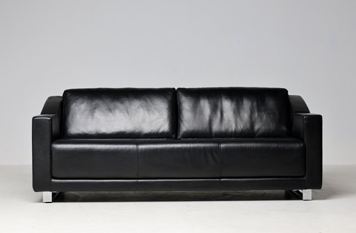 Rolf Benz Model 350 Zwart Leren Sofa