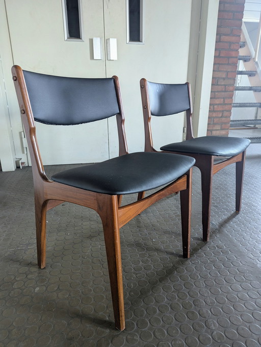 2x Deense Vintage Teak Stoelen - Erik Buch - 1960s