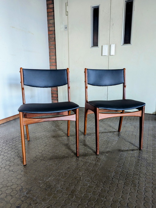 2x Deense Vintage Teak Stoelen - Erik Buch - 1960s