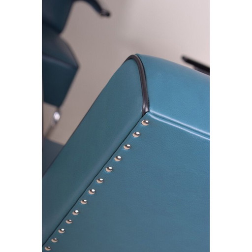 Paar vintage blauw leren fauteuils van Mucke Melder, Tsjechië 1930